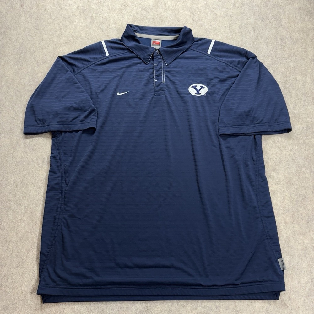 Vintage Y2K Nike Team x BYU Cougars Polo Shirt Men's XXL Blue Brigham Young NCAA
